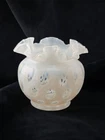 Fenton Coin Dot French Opalescent Vase Ruffled Rim Vintage Art Glass Decor 5"