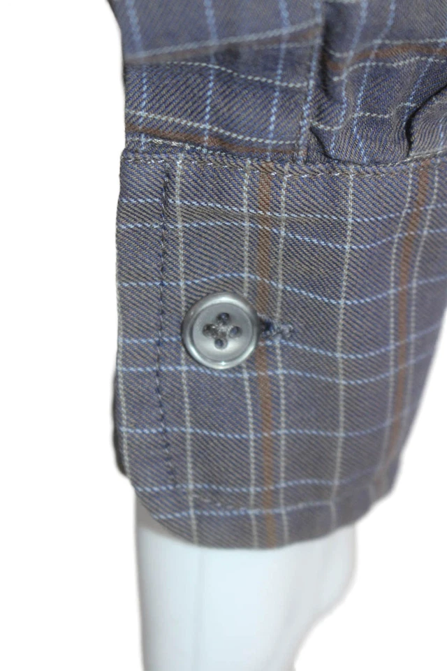 Camisa de mujer Steven Alan de algodón a cuadros manga larga con botones púrpura talla M Foto 4 de 4