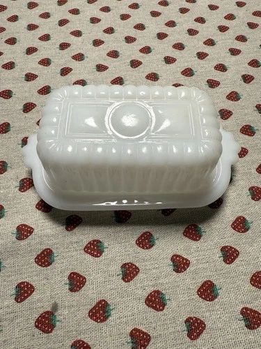 Vintage Half Stick Milk Glass Butter Dish