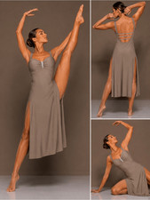 Kelle dance lyrical costume brown tan maxi dress FIRE BURNS BRIGHT 8453 SA