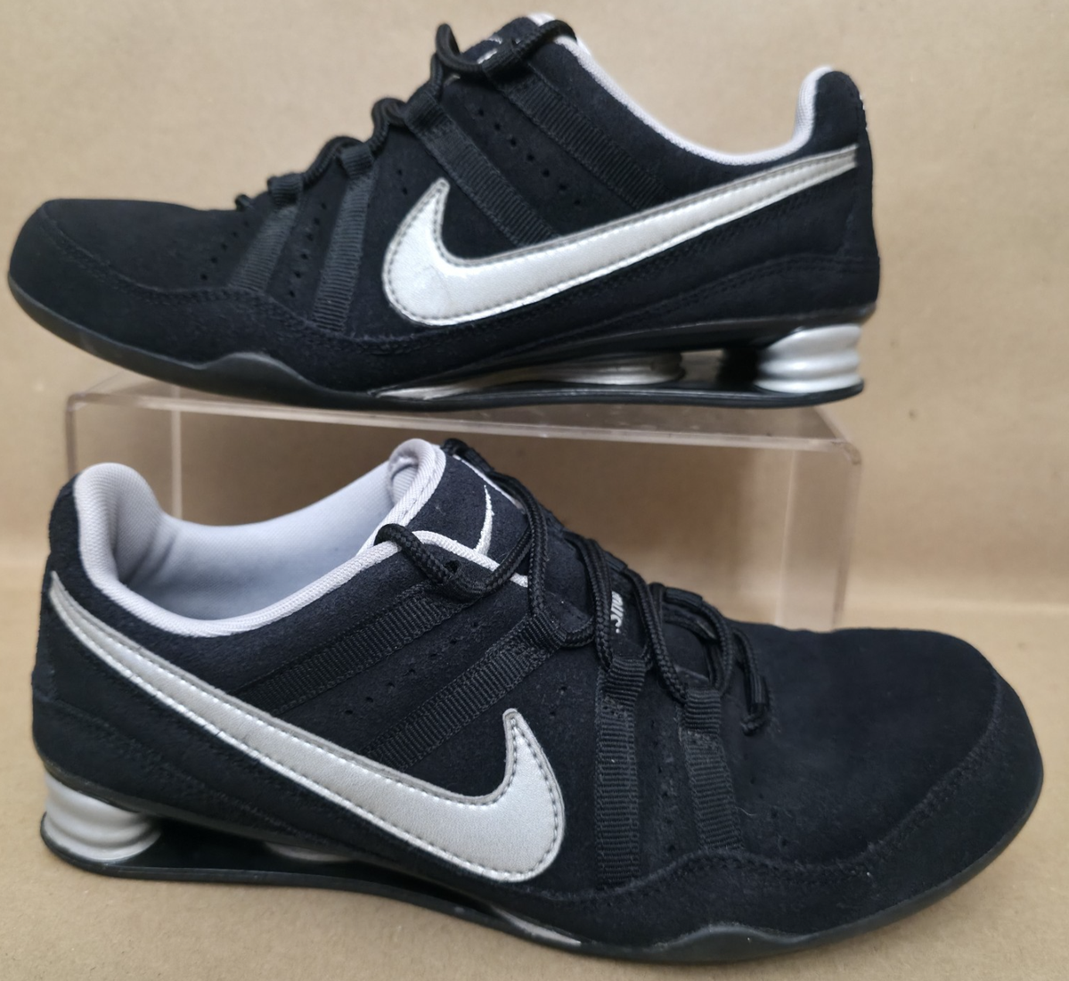 nike shox black suede