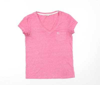 Jack Wills Damen rosa Bicester V-Ausschnitt kurzärmliges T-Shirt Damen UK 6 neu mit Etikett