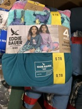Eddie Bauer Youth Girls 4-piece pajama sleep set in size S 7/8.