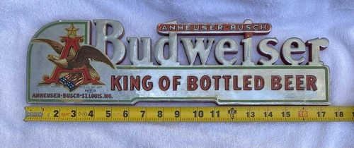 Vintage Budweiser King of Bottled Beer Shelf Talker Sign 1940's