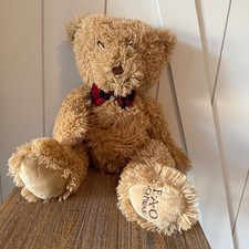 Baby FAO Schwarz Brown Teddy Bear with Red Plaid Bow One Size