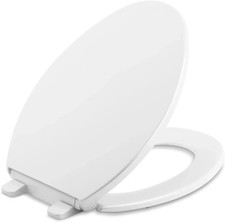 KOHLER K-4774-0 Brevia Elongated White Toilet Seat with Quick-Release Hinges