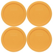 Pyrex 7401-PC Lemon Drop Yellow 3-Cup Food Storage Replacement Lid (4-Pack)