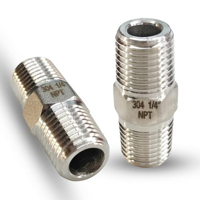 1/4'' Male x Hex Nipple Pipe Fittings, 304 0.25 Inch, 304ss 