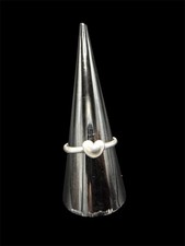 Dainty Puffy Heart Ring Solid 925 Sterling Silver Band Women's Size 8