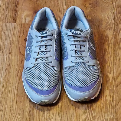 Propet Sneakers Womens 8M Gray Purple Journey Mesh Leather Shock Absorbing Shoes
