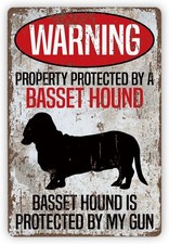 Vintage Tin Metal Signs Home D cor , Basset Hound Sign, Beware of Dog Aluminum,