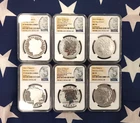 2023 MS70 PF70 6-Coin Set  Morgan & Peace Silver Dollar REVERSE NGC FIRST DAY