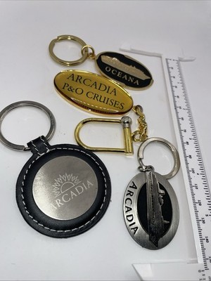 Vintage 4x gemischte Schlüsselanhänger Lot P&O / Arcadia / Oceana - Ozean / Kreuzfahrtschiff