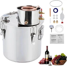Alcohol Still 3Gal 12L Distiller Stainless Steel w/Copper Tube Home Brewing Kit