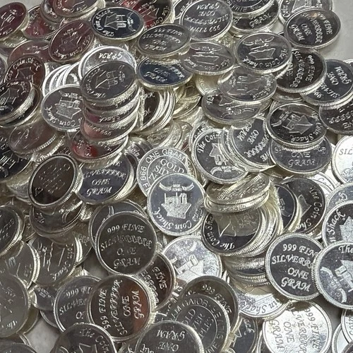 Lot Of TEN Mixed 1 Gram Silver Rounds Bullion Miscellaneous Design