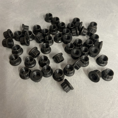 Sprint Car Header Nuts- 3/8''-24 Free Spinning 12 Point- Alloy Steel- Lot of 50