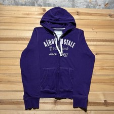 Vintage Y2K Aeropostale New York 1987 Embroidered Full Zip Hooded Jacket - Large