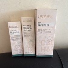Biossance Squalane + Lactic Acid Resurfacing Night Serum, phyto retinol and oil 