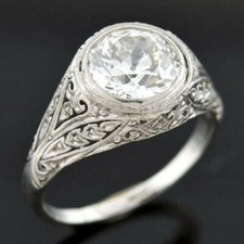 Art Deco Style 2.00Ct White Round Cut Cubic Zirconia Engagement Ring 925 Silver