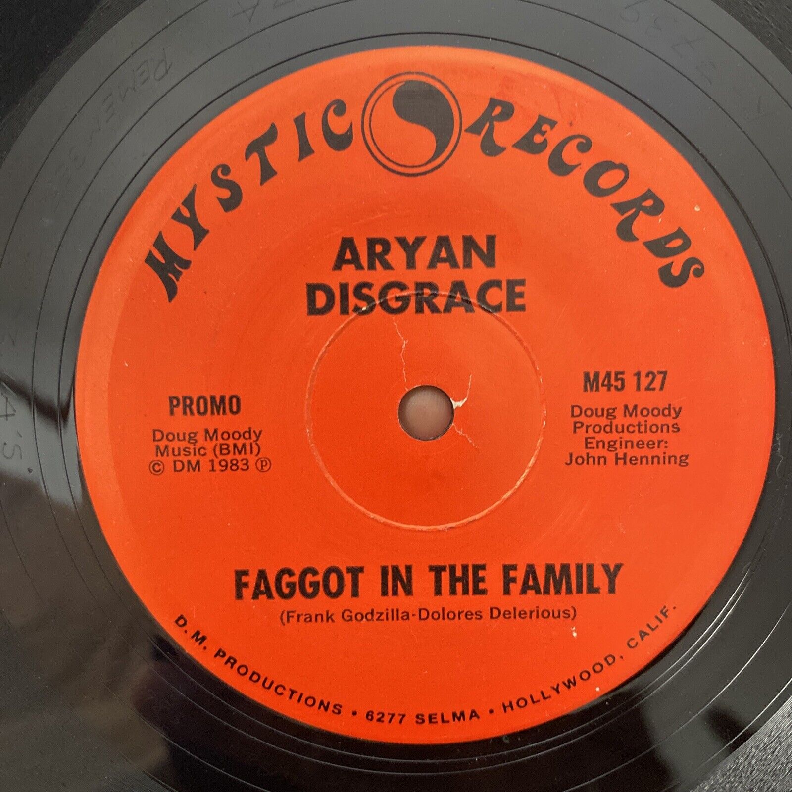 Aryan Discrace Faggot In The Family 1983  Vinyl, 7", 45 KBD Single, Promo Hear