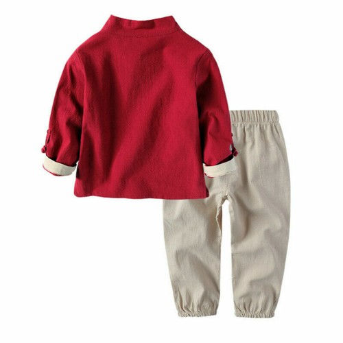 2x Kids Chinese New Year Outfit Baby Tang Suit Cotton Linen Ethnic Clothes Retro - Picture 7 of 11