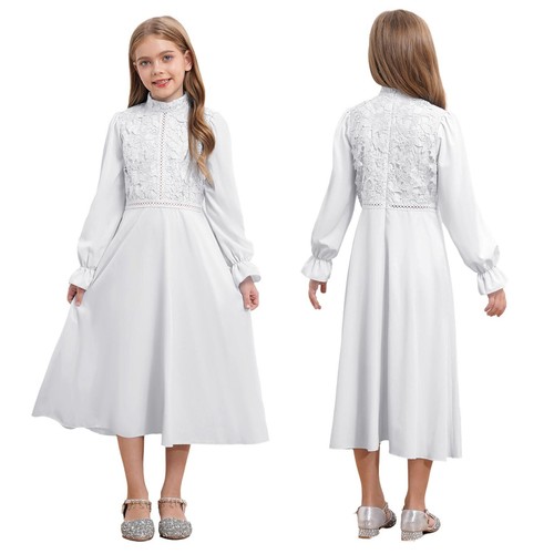 Kids Girls Sundress Church Dresses Dance Dress Graduation Gown Bridesmaid Prom - Picture 29 of 40