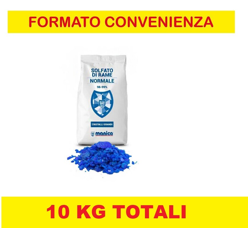 SOLFATO DI RAME CRISTALLI GROSSI FUNGICIDA PERONOSPERA KG. 10 MANICA