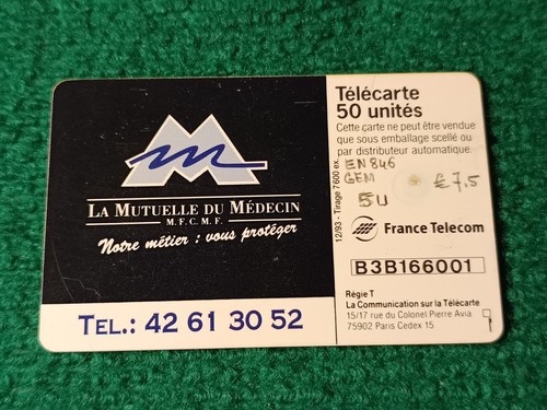 TELECARTE PRIVEE / PHONECARD France 50U - CENTENAIRE MUTUELLE MEDECIN GEM EN846 - Imagen 2 de 2