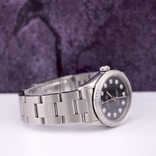Rolex Oyster Perpetual 31mm 1.75ct Diamonds Black DialSteel Watch Ref 77080 3