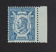 2 TIMBRES France 1924 400 ans RONSARD n°209 Y&T 75c bleu obl. & neuf