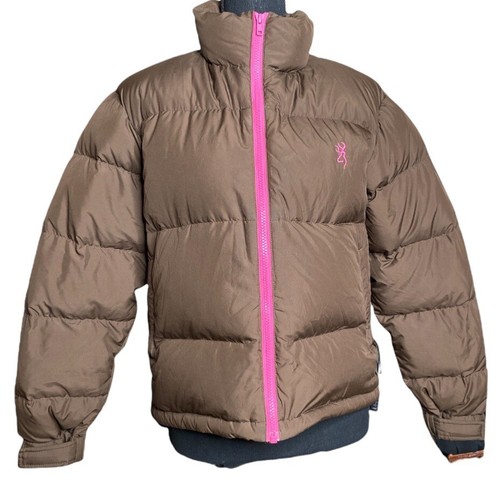 goose down brown pink puffer jacket | eBay