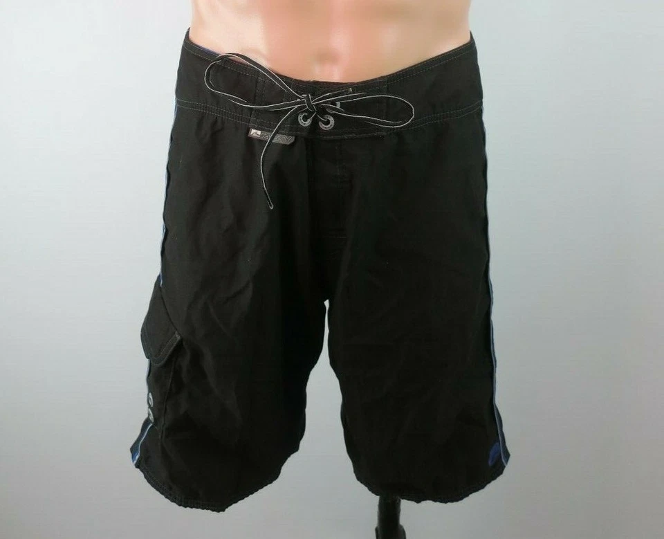 Pantalones cortos de natación de colección años 90 negros surf con cordones oxidados surf 32 CARGO BAÑADOR BAÑADORES Foto 4 de 4