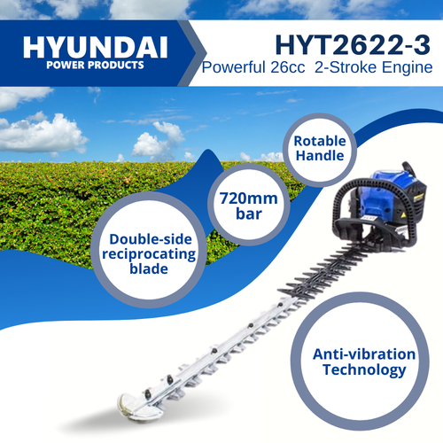 Hyundai Hedge Trimmer Petrol 2 Stroke Petrol 25.4cc Easy Start 720mm