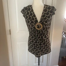 Creative Design Works Women's Sleeveless top - BROWN & TAN - SIZE: MED