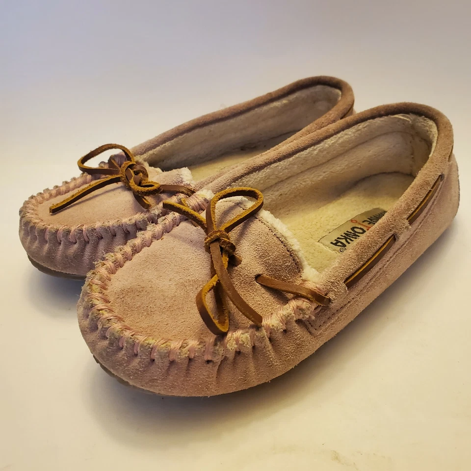 Minnetonka Mujer 5 Rosa Cuero Gamuza Suave Cally Mocasines Zapatillas Zapatos Foto 2 de 4