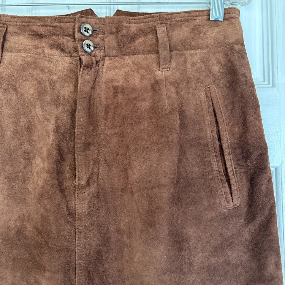 CAMISA LÁPIZ MIDI VINTAGE LIZWEAR MARRÓN GAMUZA CUERO Talla 12 Foto 2 de 4