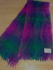 FOXFORD MOHAIR/WOOL/NYLON PURPLE/GREEN/PINK RECTANGULAR SCARF-IRELAND-EUC-NICE