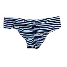 Xhilaration Cheeky Bikini Bottom Juniors Size S Blue White Striped Swim Wear NWT