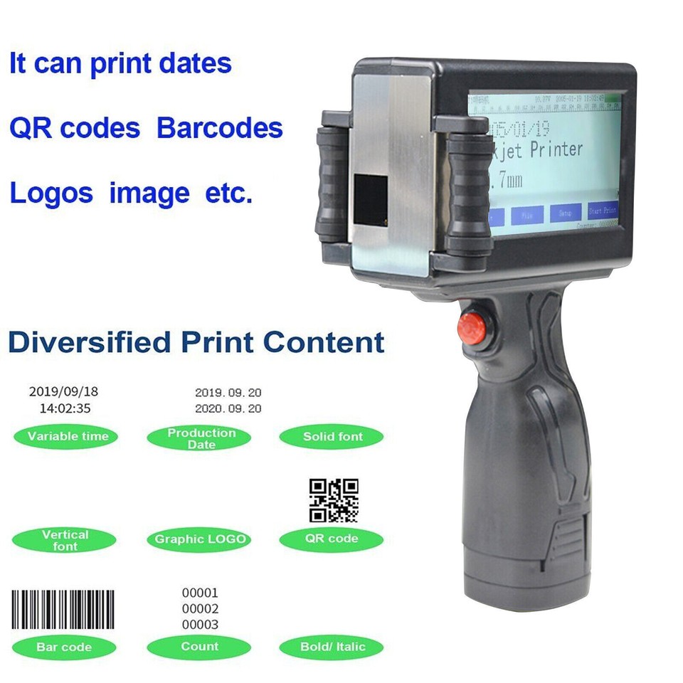 Handheld Inkjet Printer Touch Screen Dates Logo Laser Coder Label QR