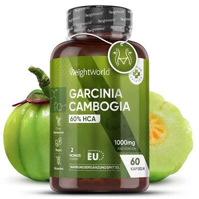 WEIGHTWORLD Garcinia Cambogia Pure Kapseln - 60Stk - 1000mg Garcinia Fruchtextrakt - Vegan