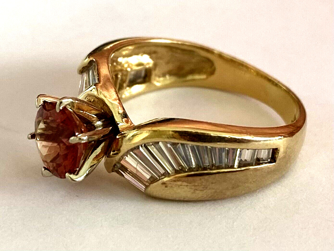 Signed 14K BJ Solid Gold Ladies Ring Natural Oran… - image 8