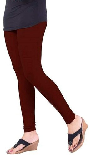 Women Cotton Leggings Solid Regular and Plus for Women Yoga Paint Dark Maroon - Picture 3 of 4