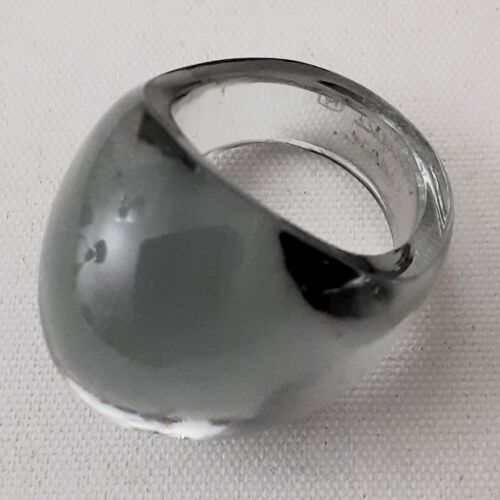 LALIQUE FRANCE CRYSTAL CABOCHON DOMED BAND COCKTAIL RING SIZE 6 - Afbeelding 1 van 11