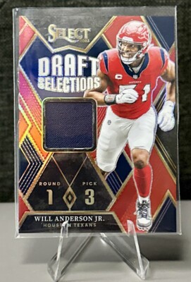 2023 Panini Select Will Anderson JR RED DRAFT SELECTION PATCH PRIZM #DAM-WAN