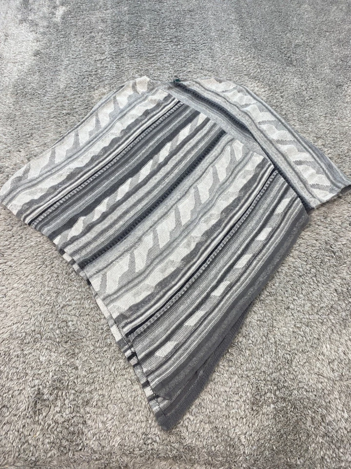 Poncho Lauren Ralph Lauren Mujer Grande/XL Gris Rayas Lino Navajo Capa Boho Foto 2 de 4