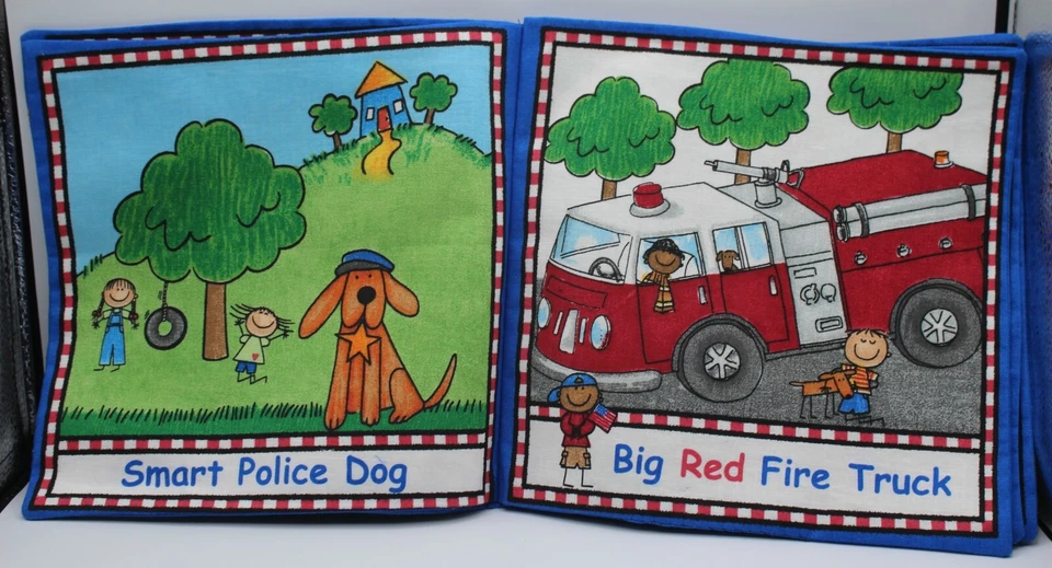 Libro bebé Helping Heroes policía bombero grande tela suave - bien cosido LNC Foto 4 de 4