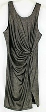Aster Women M Black Gold Sparkle Bodycon Zip Back Stretch Party Club Dress