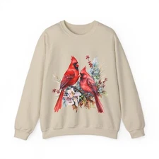 Winter Cardinal Sweatshirt Red Bird Sweatshirt Cardinal Bird Crewneck Sweater