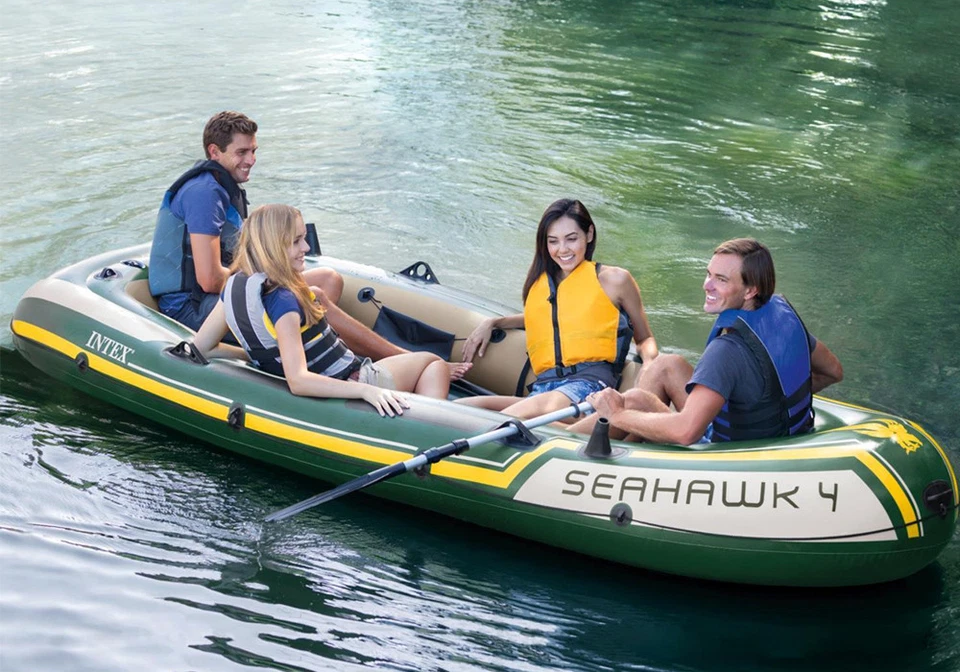 Schlauchboot Set Seahawk 4 + Paddel + Pumpe Angelboot 4 Personen von INTEX - Bild 4 von 4