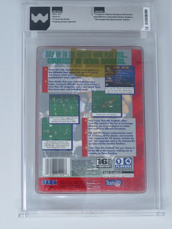 NFL Prime Time Football w/ Deion Sanders Sega Genesis Video Game Wata Graded 8.5 - Image 3 of 4